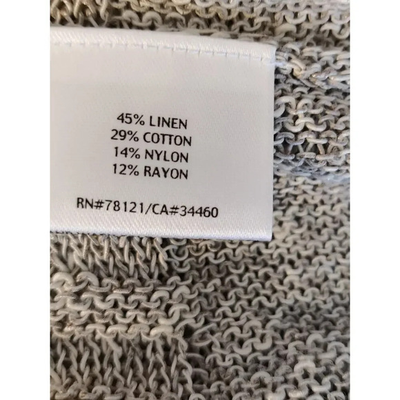 Eileen Fisher Open Front Cardigan Linen Blend Gray Open Knit Size XS - Picture 9 of 9
